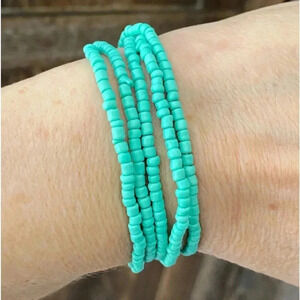 Green/Blue Turquoise Africa Style Seed Bead Waist Beads Stretch Bracelet